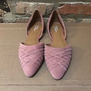 Rose colored suede flats